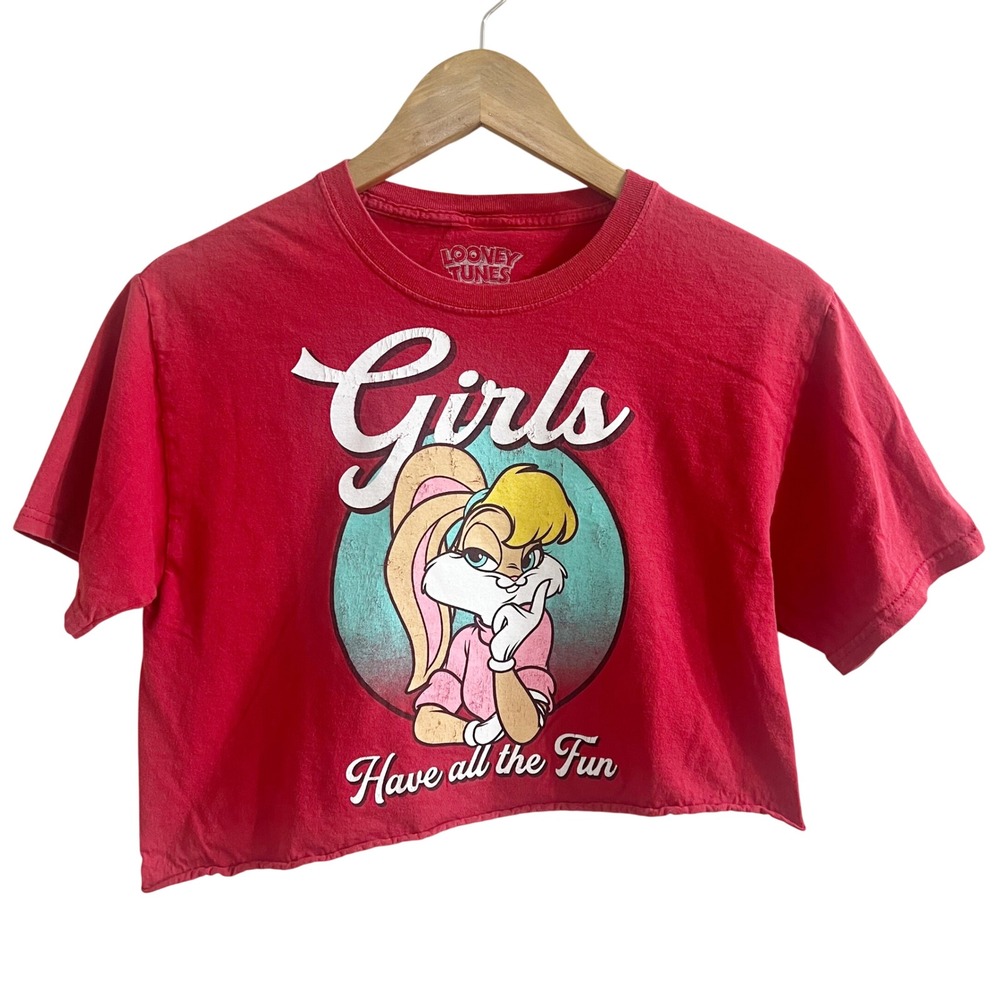 Looney Tunes Lola Bunny Red Graphic Crop Top Shirt Small Women Y2K Retro